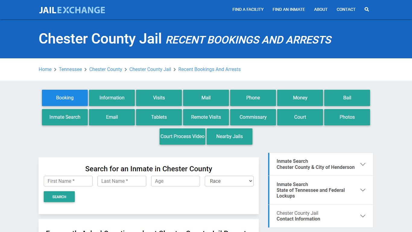 Chester County Jail TN Recent Arrests and Bookings - Jail Exchange