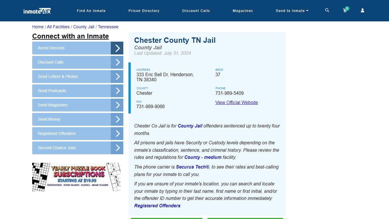 Chester County TN Jail - Inmate Locator